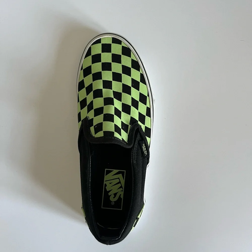 Vans Classic Slip-On Glow Checkerboard Black/Green - Picture 2 of 16